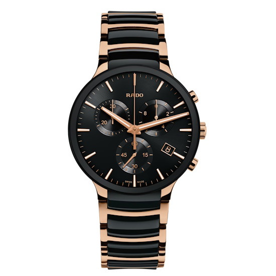 Picture of Rado Centrix Chronograph Quartz Watch - Black/Rose Gold Tone