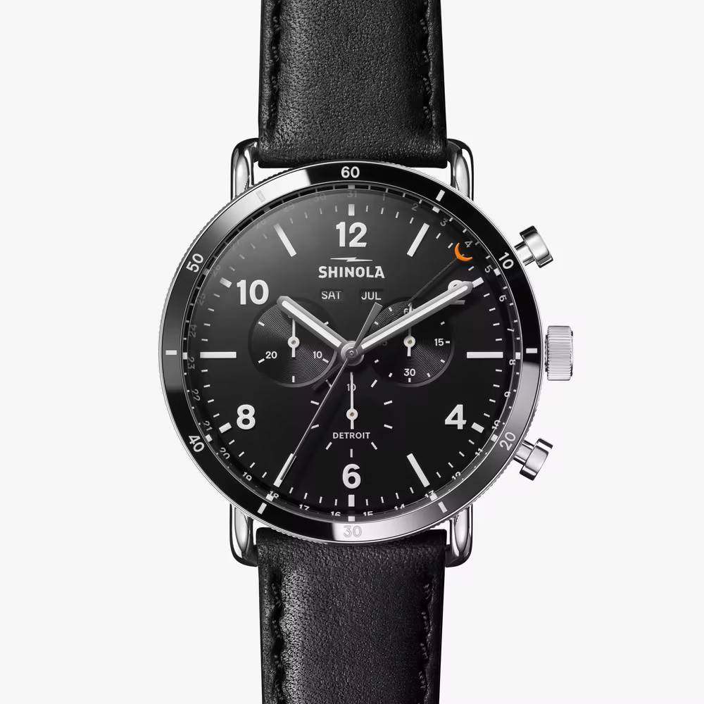 Picture of Shinola Canfield Sport Black Leather Watch with Black Dial