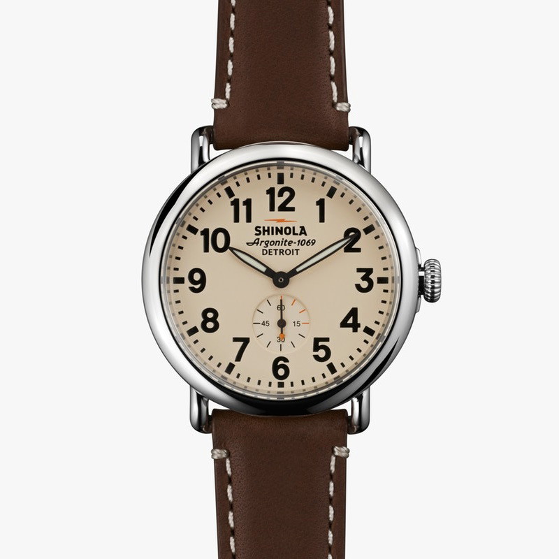 Picture of Shinola Runwell 41mm Brown Leather Watch with Cream Dial