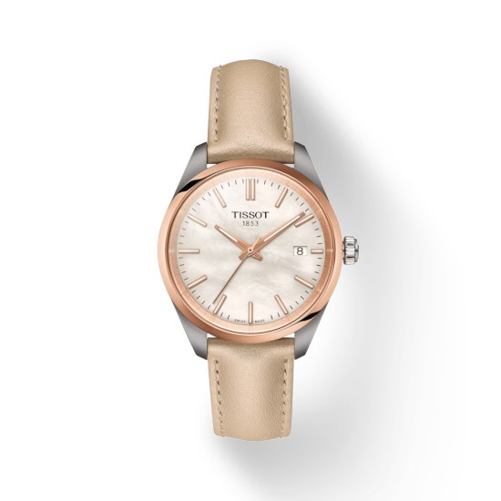 Picture of Tissot PR 100 34MM Watch with Cream Strap and White MOP Dial