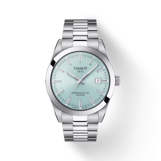 Picture of Tissot Gentleman Powermatic 80 Silicium Watch - Lt. Blue Dial