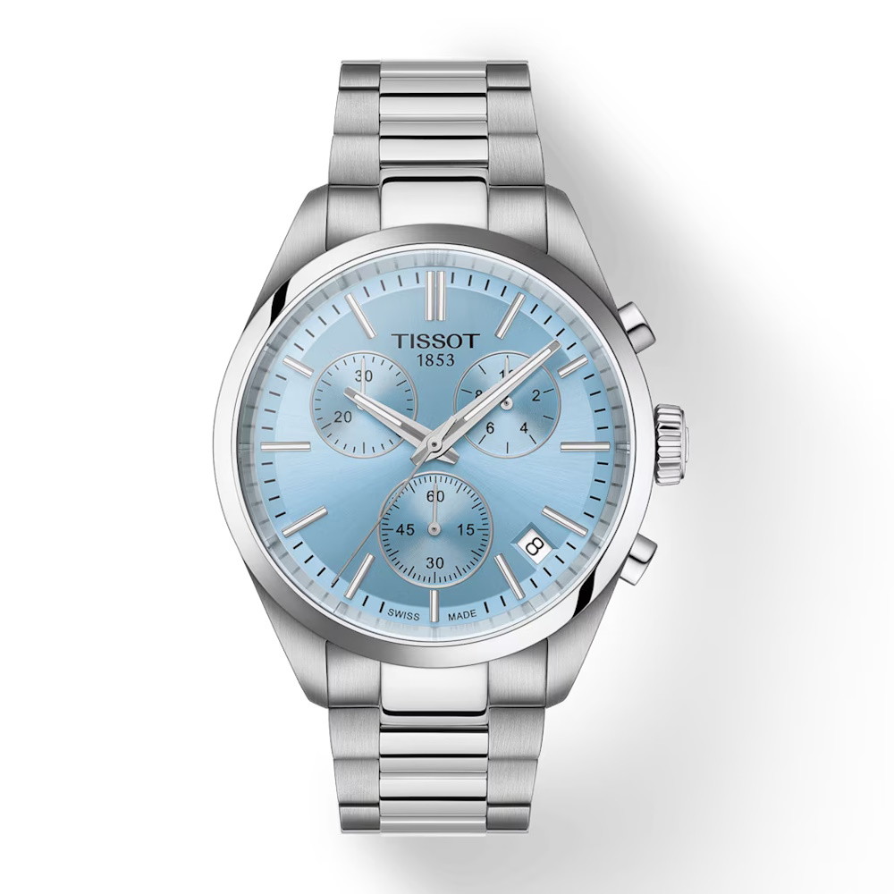 Picture of Tissot PR100 Chrono Stainless Steel Watch with Ice Blue Dial