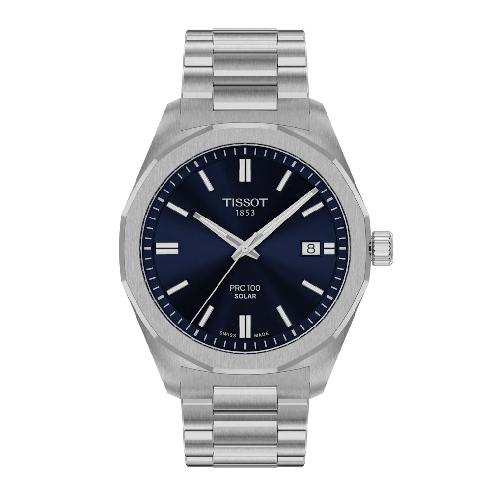 Picture of Tissot PRC 100 Solar Quartz 39mm Steel Watch with Blue Dial