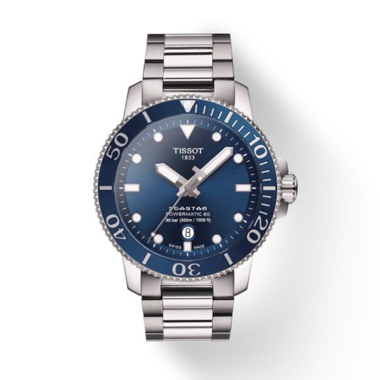 Picture of Tissot Seastar 1000 Powermatic 80 Steel Watch with Blue Dial