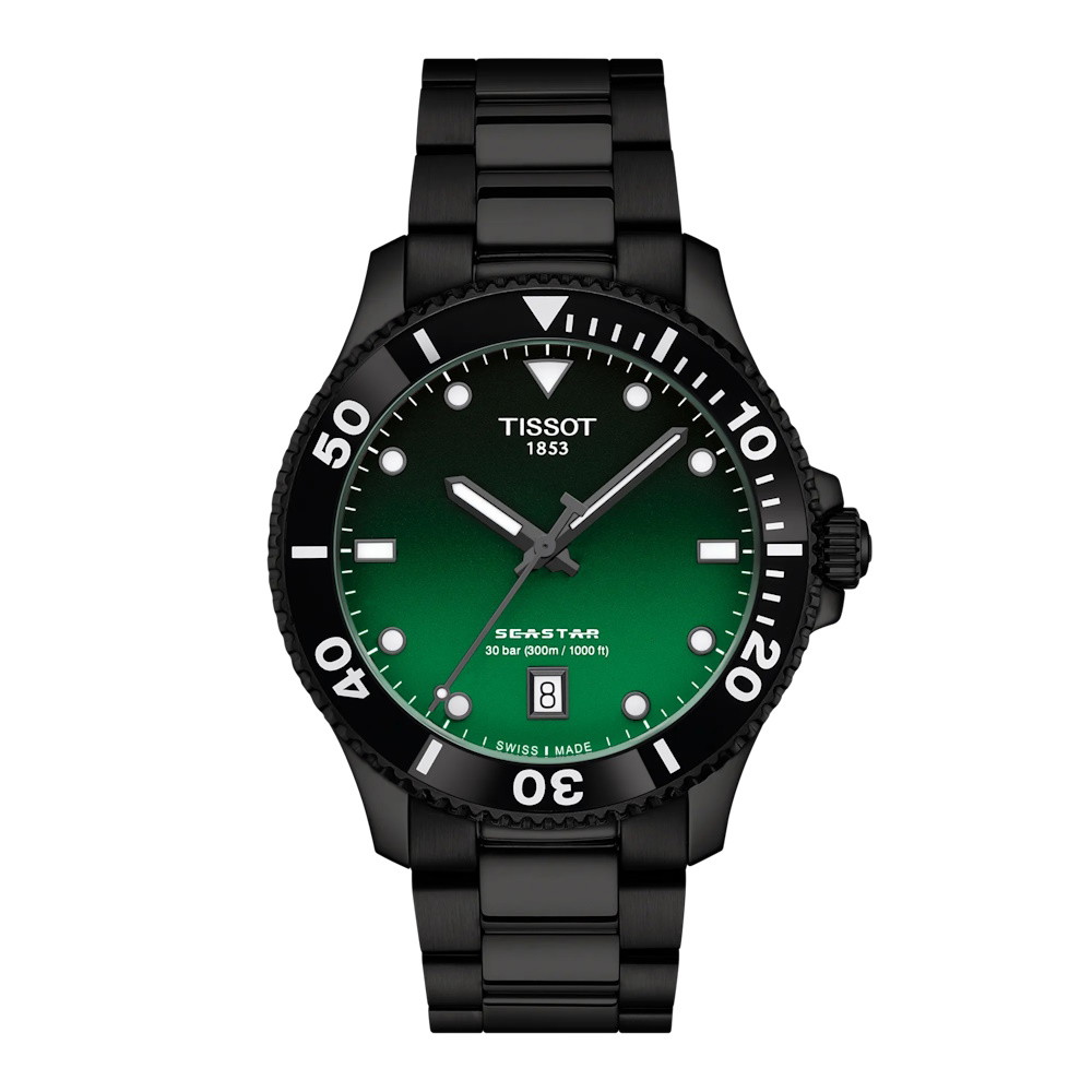 Picture of Tissot Seastar 1000 Quartz 40mm Black PVD Watch w/Green Dial