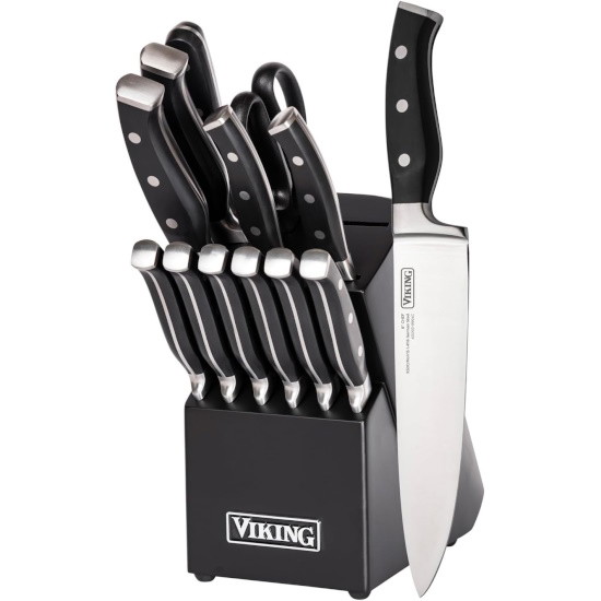 Picture of Viking 14-Piece German Steel Cutlery Block Set - Black Block
