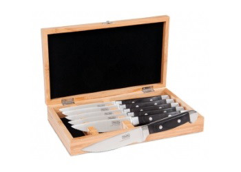 Picture of Viking Black Pakka Wood 6PC Steak Knife Set w/ Rubberwood Box