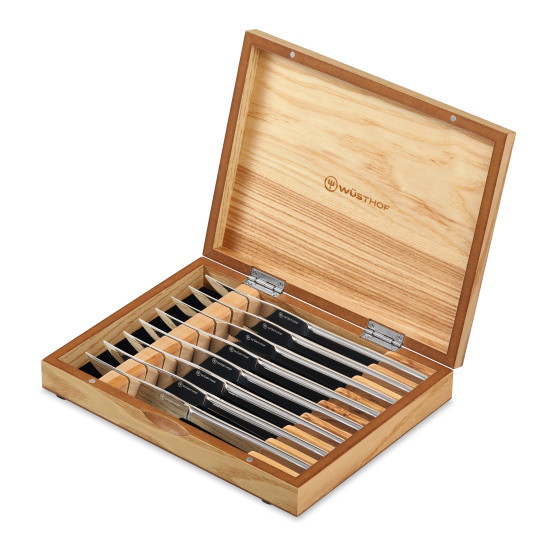 Picture of Wusthof Stainless 8-Piece Steak Knife Set in Olivewood Chest