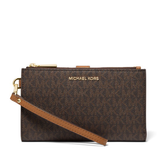 Picture of Michael Kors Jet Set Signature Double Zip Wristlet - Brown
