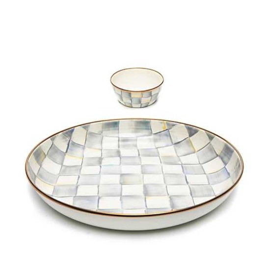 Picture of MacKenzie-Childs Sterling Check Chip & Dip Set