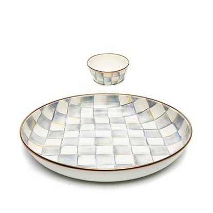 Picture of MacKenzie-Childs Sterling Check Chip & Dip Set