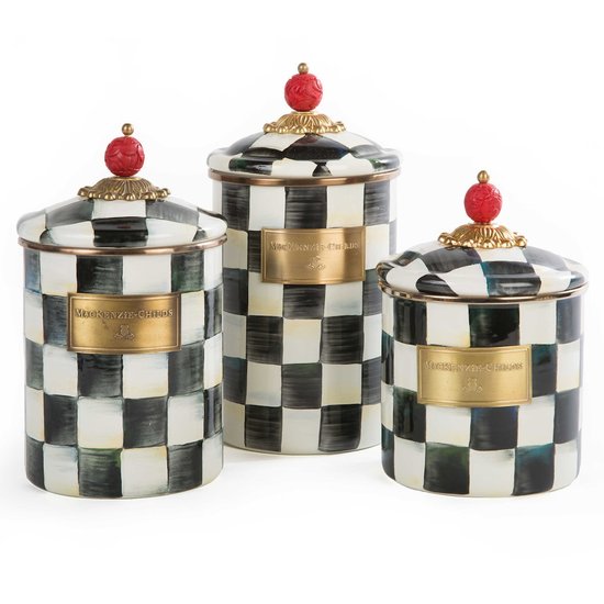Picture of MacKenzie-Childs Set of 3 Courtly Check Canisters