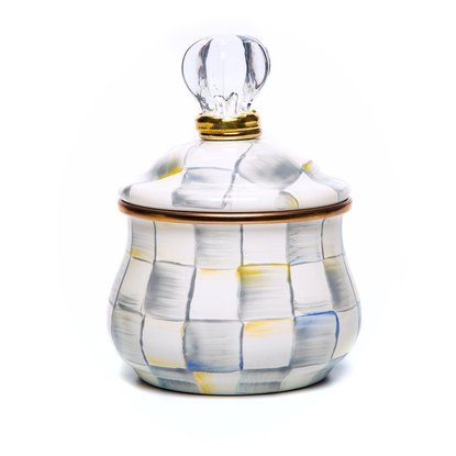 Picture of MacKenzie-Childs Sterling Check Enamel Lidded Sugar Bowl