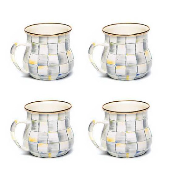 Picture of MacKenzie-Childs Sterling Check Mugs - Set of 4