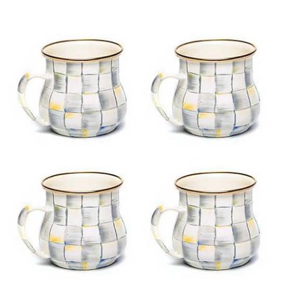 Picture of MacKenzie-Childs Sterling Check Mugs - Set of 4