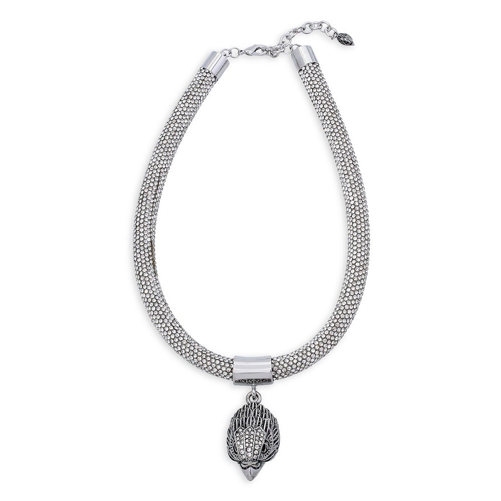 Picture of Kurt Geiger Shimmer Mesh Rope Eagle Collar Necklace - Rhodium