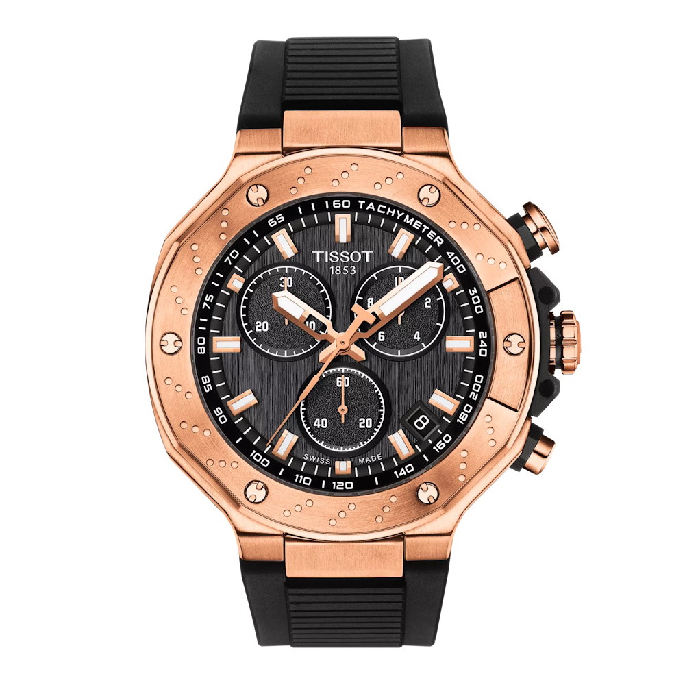 Picture of Tissot T-Race Chronograph 45mm Rose Gold-Tone Watch w/Blk Dial