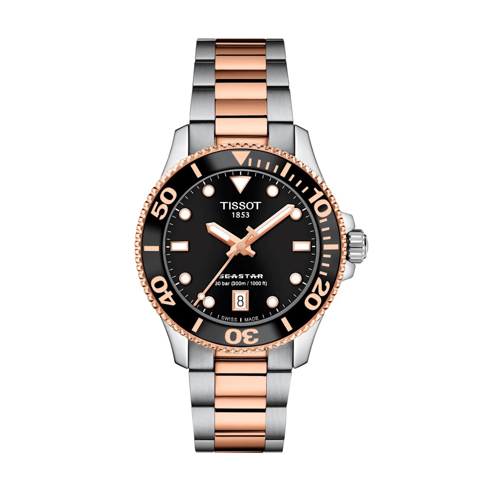Picture of Tissot Seastar 1000 Quartz 36mm Two-Tone Watch with Black Dial