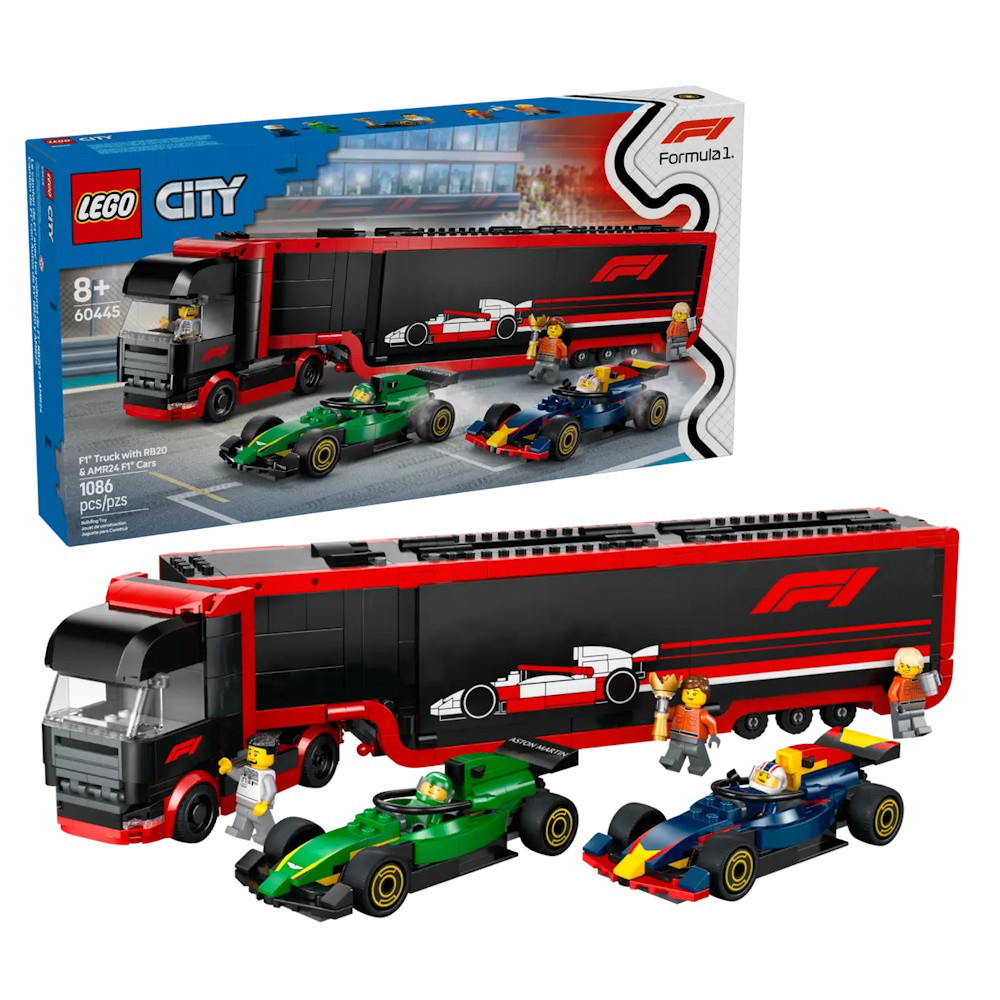 Picture of LEGO F1 Truck with RB20 & AMR24 F1 Cars