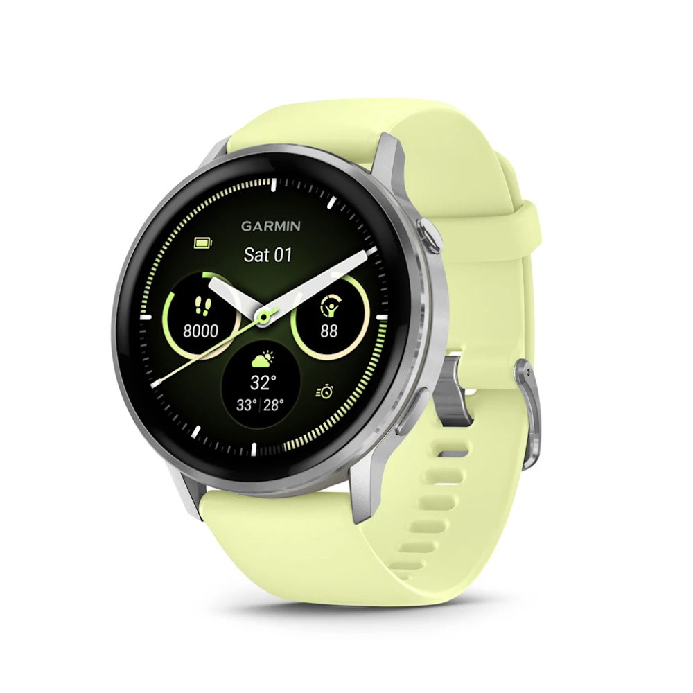 Picture of Garmin Venu 4 45mm GPS/Wi-Fi - Silver w/ Citron Silicone Band