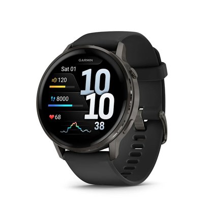 Picture of Garmin Venu 4 45mm GPS/Wi-Fi - Slate with Black Silicone Band