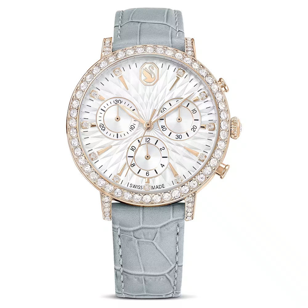 Picture of Swarovski Matrix Tennis Chrono Watch with Gray Leather Strap
