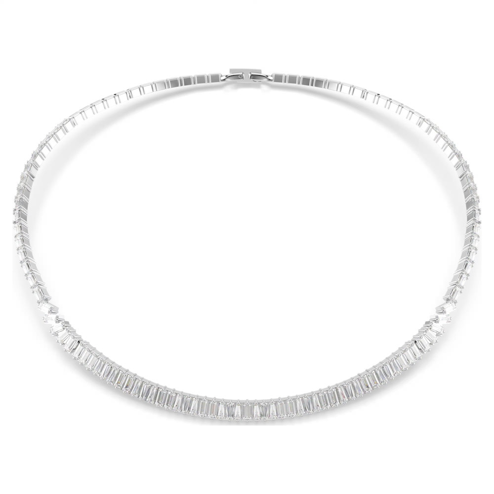 Picture of Swarovski Baguette Cut Matrix Necklace - White/Rhodium