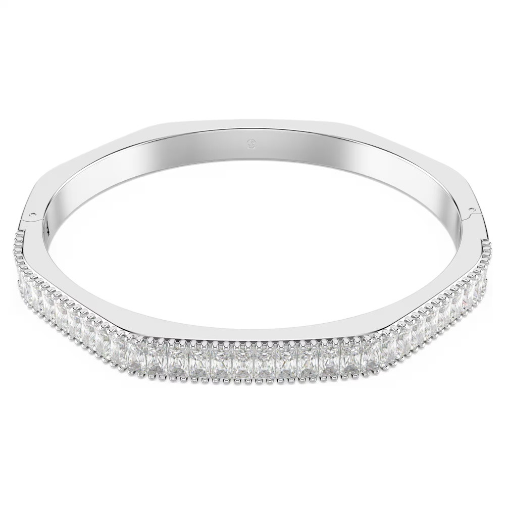 Picture of Swarovski Matrix Baguette Cut Octagon Bangle - White/Rhodium