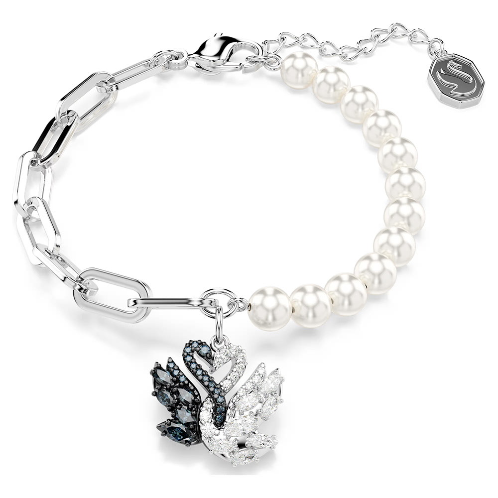 Picture of Swarovski Swan Bracelet Crystal Pearl - Black/Mixed Metal