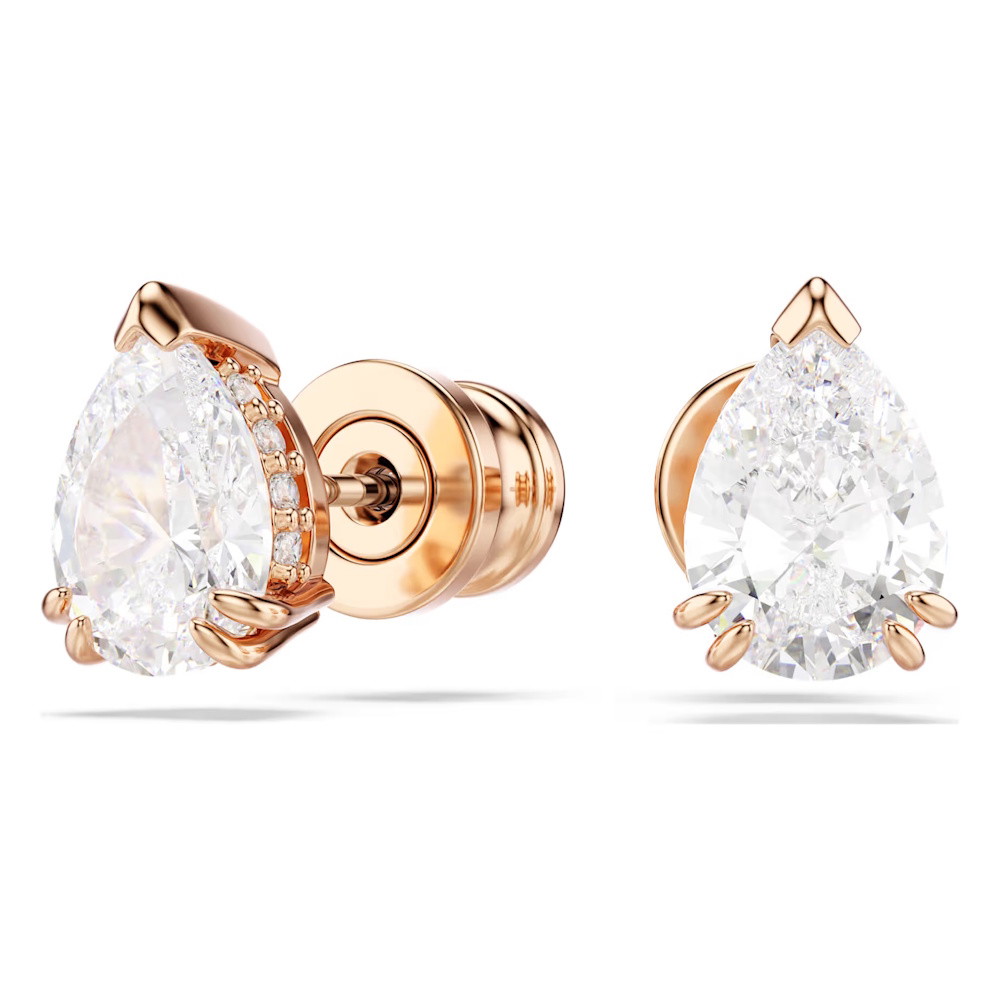 Picture of Swarovski Stilla Pear Cut Stud Earrings - White/Rose Gold-Tone