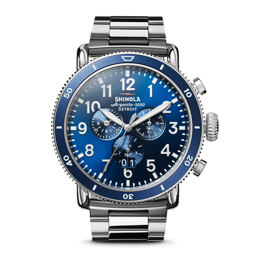 Picture of Shinola Runwell Sport Chrono 48mm Watch with Silver Bracelet