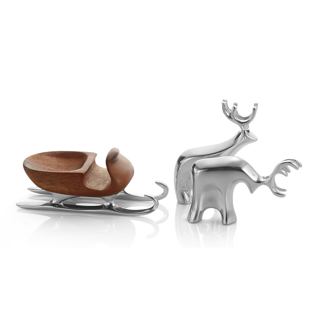Picture of Nambe Miniature Sleigh with Reindeer Set