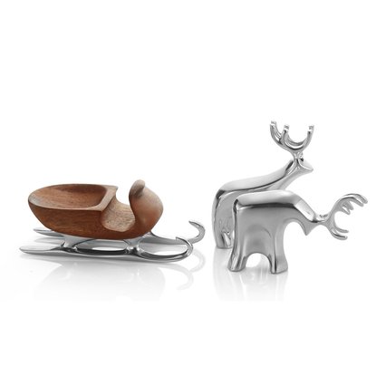 Picture of Nambe Miniature Sleigh with Reindeer Set