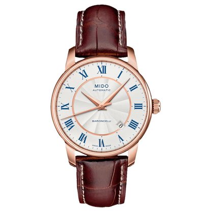 Picture of MIDO Men's Baroncelli Silver Dial Brown Leather Watch
