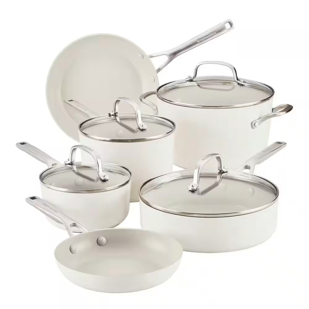 Picture of KitchenAid 10-Piece Hard-Anodized Induction Cookware - White