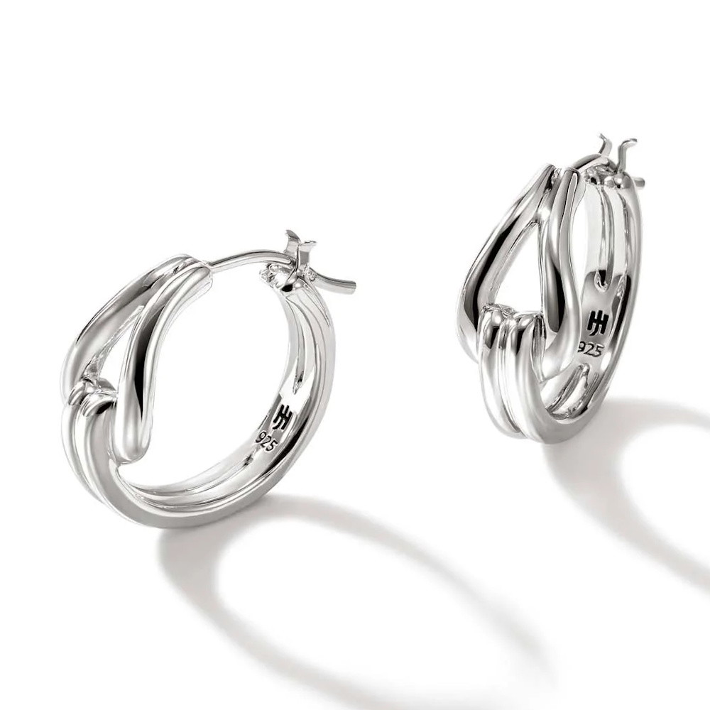 Picture of John Hardy Surf Silver Hoop Earrings