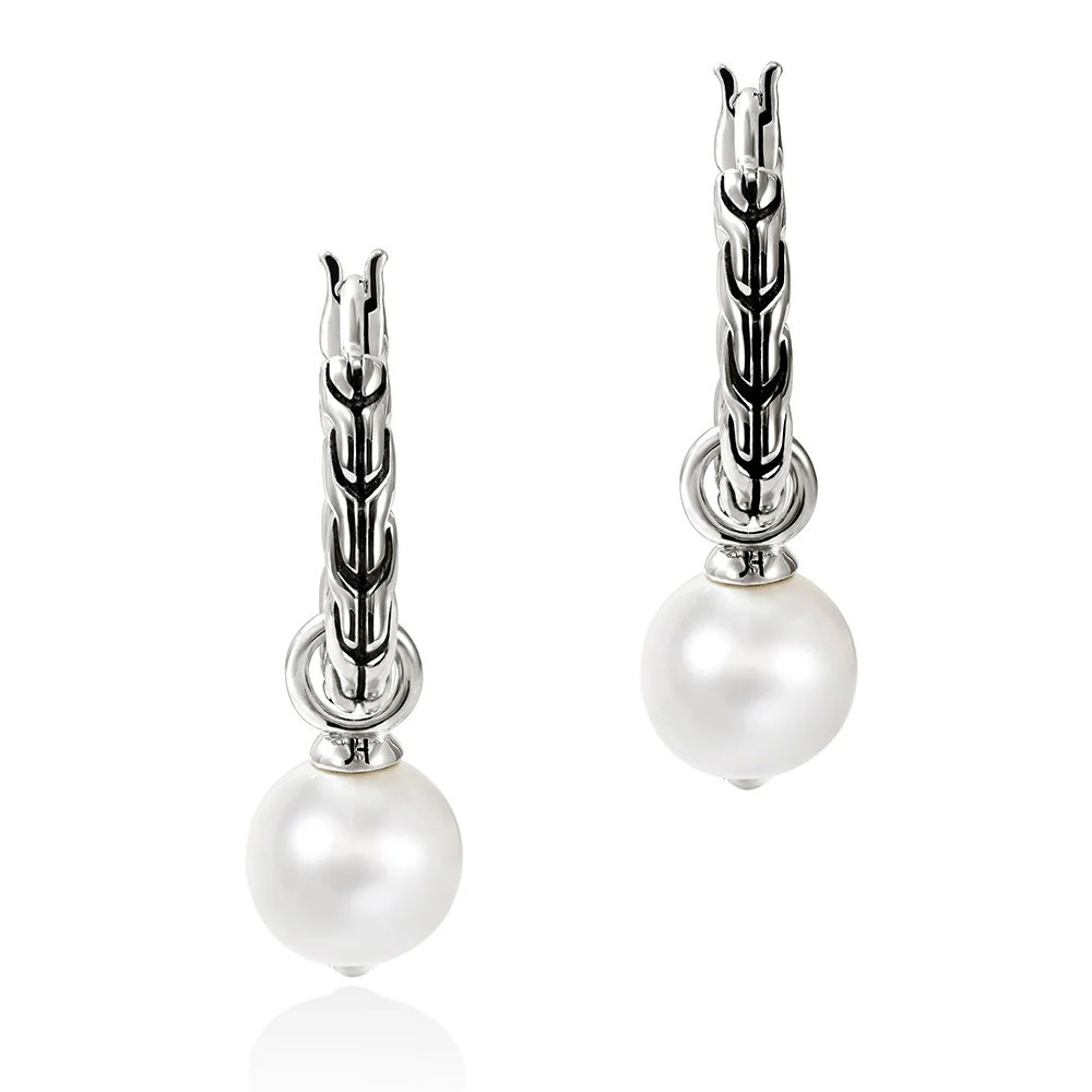 Picture of John Hardy Essentials Silver Hoop Earrings with Pearls