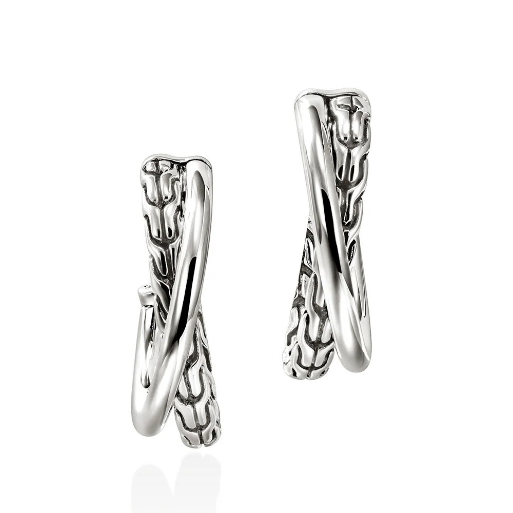 Picture of John Hardy Essentials Silver Crossover Earrings