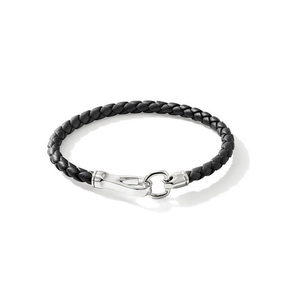 Picture of John Hardy Men's Silver Bracelet with Black Leather
