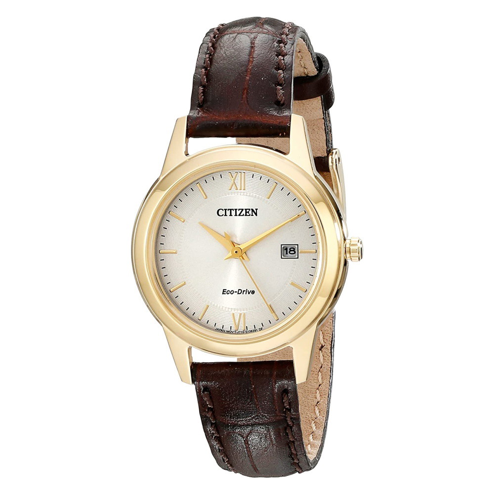 Picture of Citizen Ladies' Corso Gold-Tone Watch with Brown Leather Strap