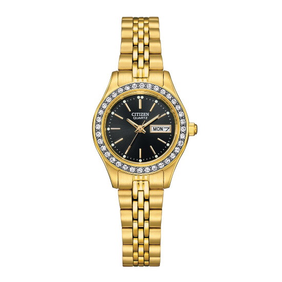 Picture of Citizen Ladies' Quartz Gold-Tone Watch with Crystals Black