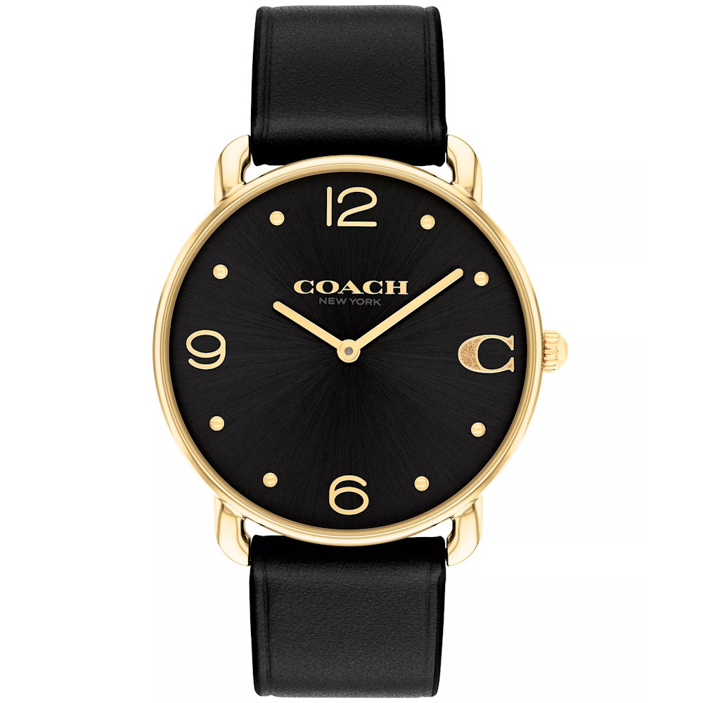 Picture of Coach Elliot Ladies' Gold Plated Watch with Black Leather Strap