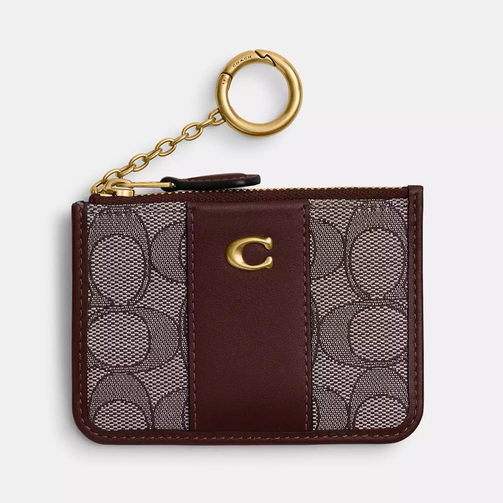 Picture of Coach Signature Jacquard Mini ID Card Case - Oak