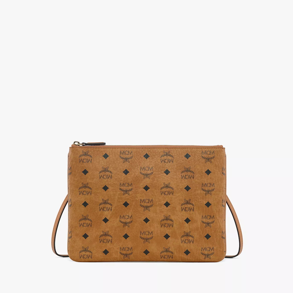 Picture of MCM Aren Visetos Medium Flat Pouch - Cognac