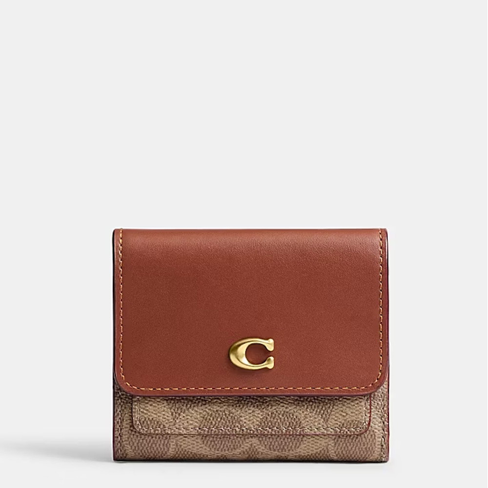 Picture of Coach Signature Mila Small Flap Wallet - Tan Caramel