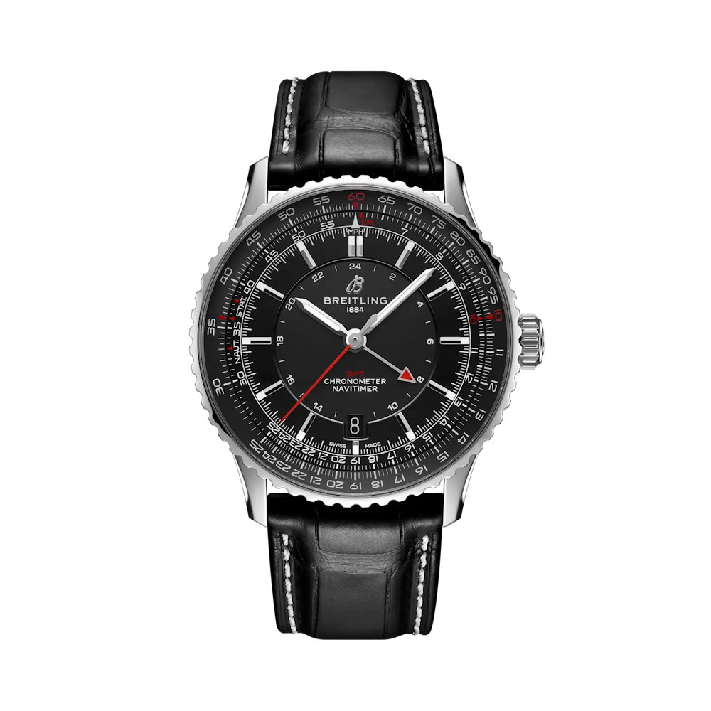 Picture of Breitling Navitimer Auto GMT 41 with Black Dial/Strap