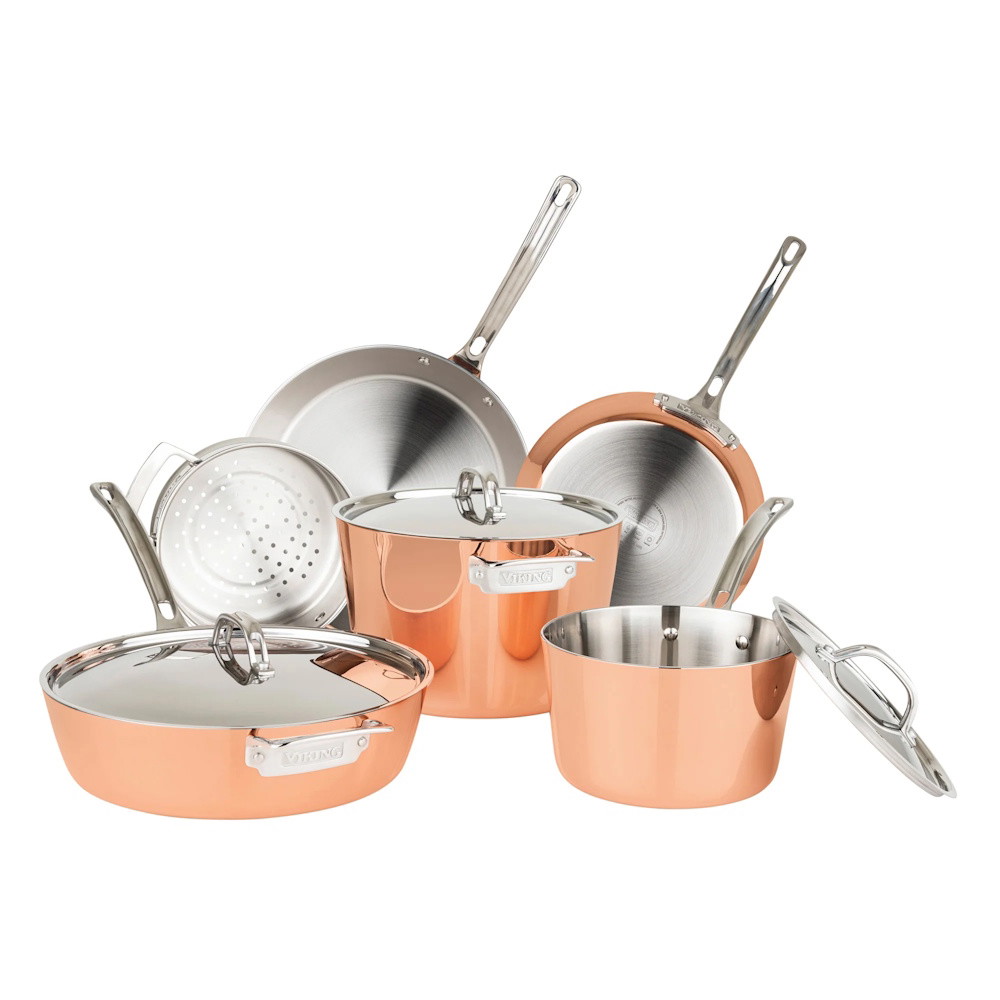 Picture of Viking Contemporary 4-Ply Copper 9-Piece Set with Metal Lids