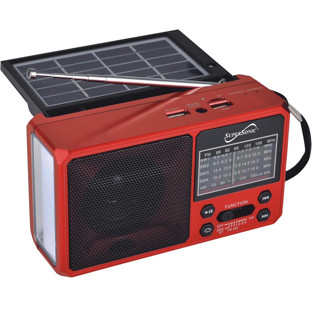 Picture of Supersonic Solar Wave 6-Band Bluetooth Radio - Red