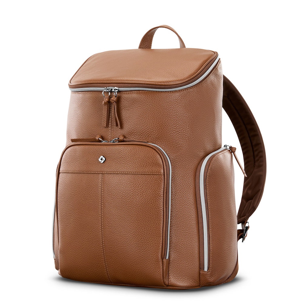 Picture of Samsonite Mobile Solution 2 Leather Deluxe Backpack - Cognac