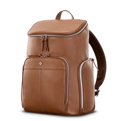 Picture of Samsonite Mobile Solution 2 Leather Deluxe Backpack - Cognac